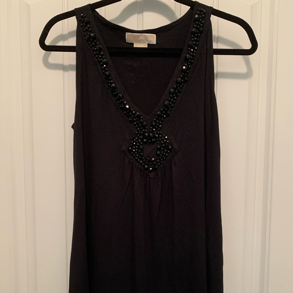 Michael by Michael Kors Black Embellished Top Sz M